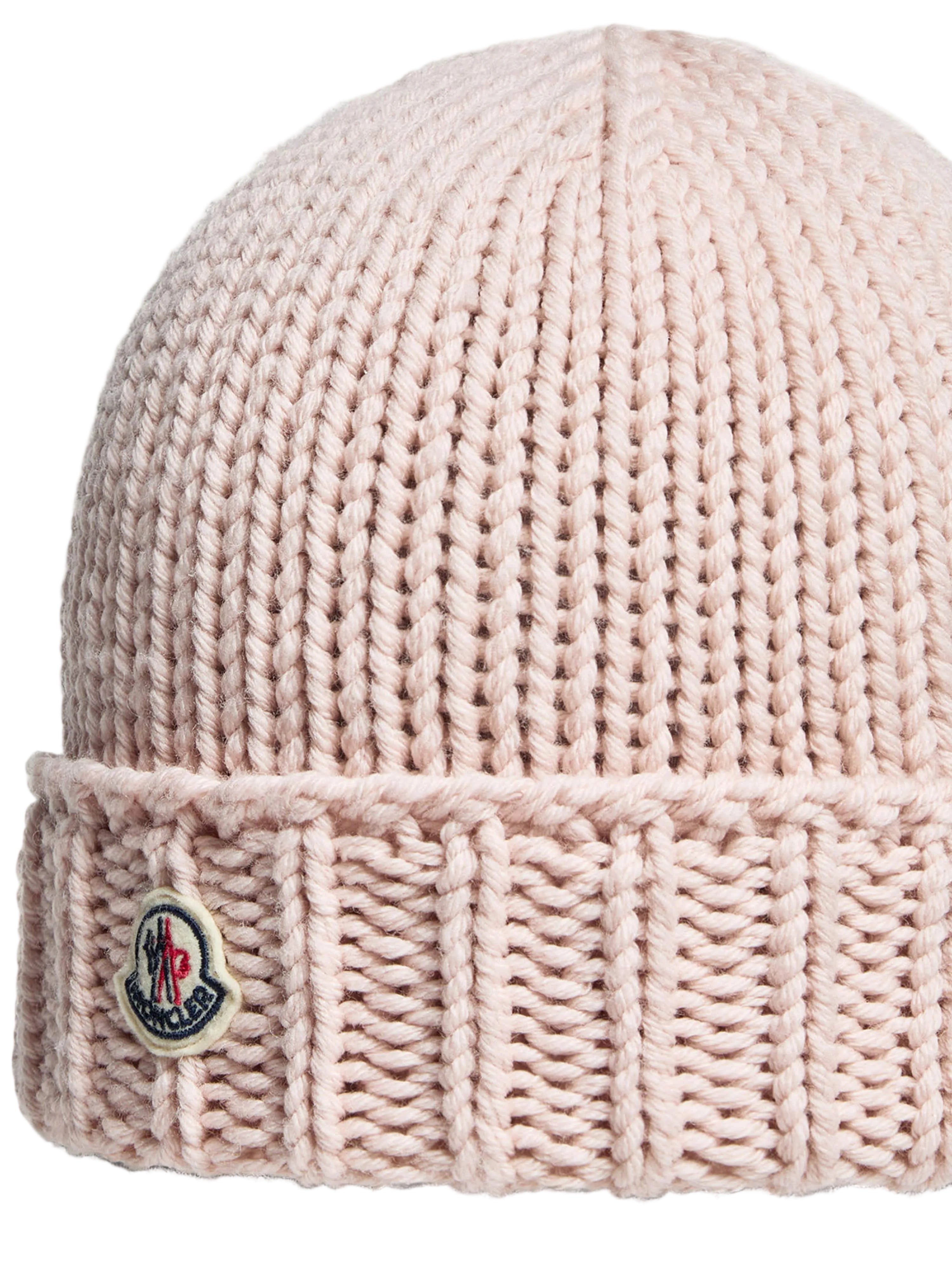 Detailed View of Moncler Enfant Girls Wool Knit Pink Beanie Mona5201101299